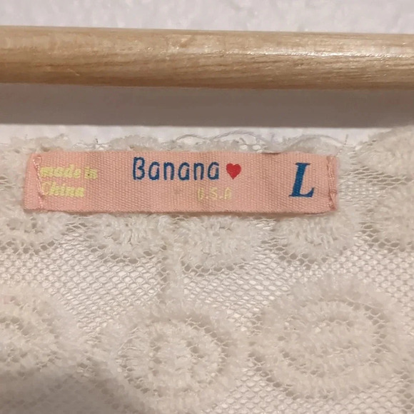 Banana white lace‎ long sleeve blouse size Large - Picture 3 of 5